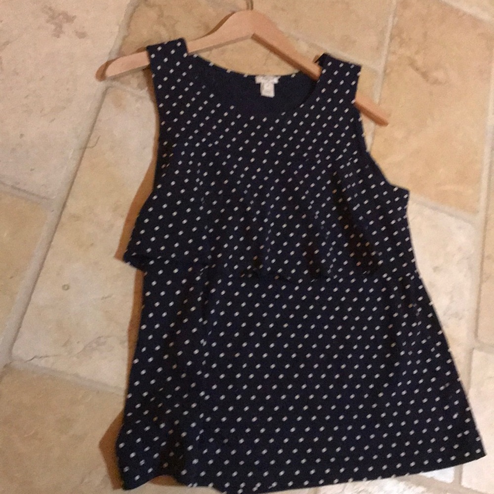JCREW Factory navy polka dot layered tank